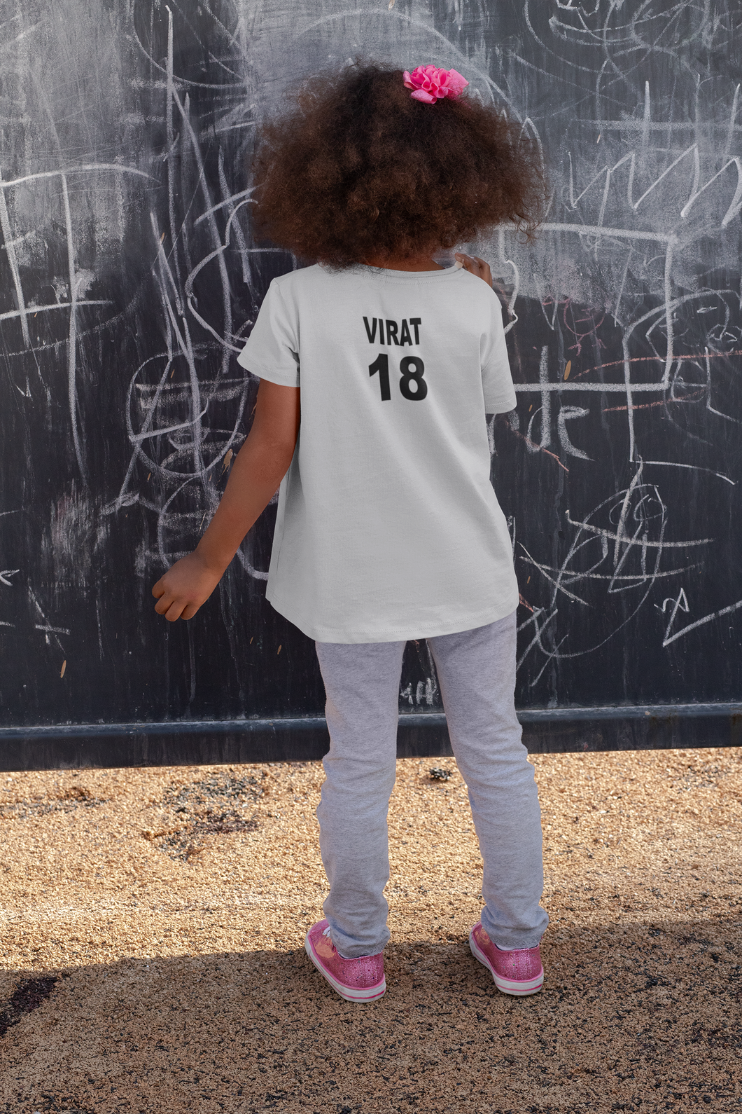 Virat 18 Half Sleeves T-Shirt For Girls -KidsFashionVilla