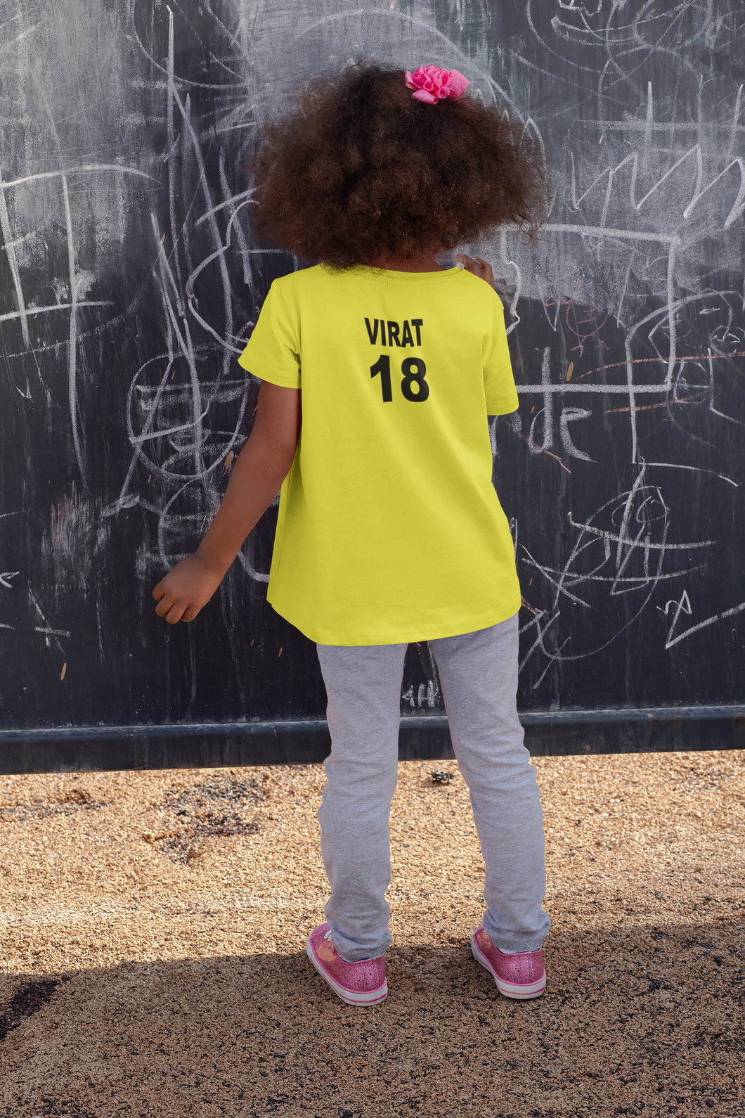 Virat 18 Half Sleeves T-Shirt For Girls -KidsFashionVilla
