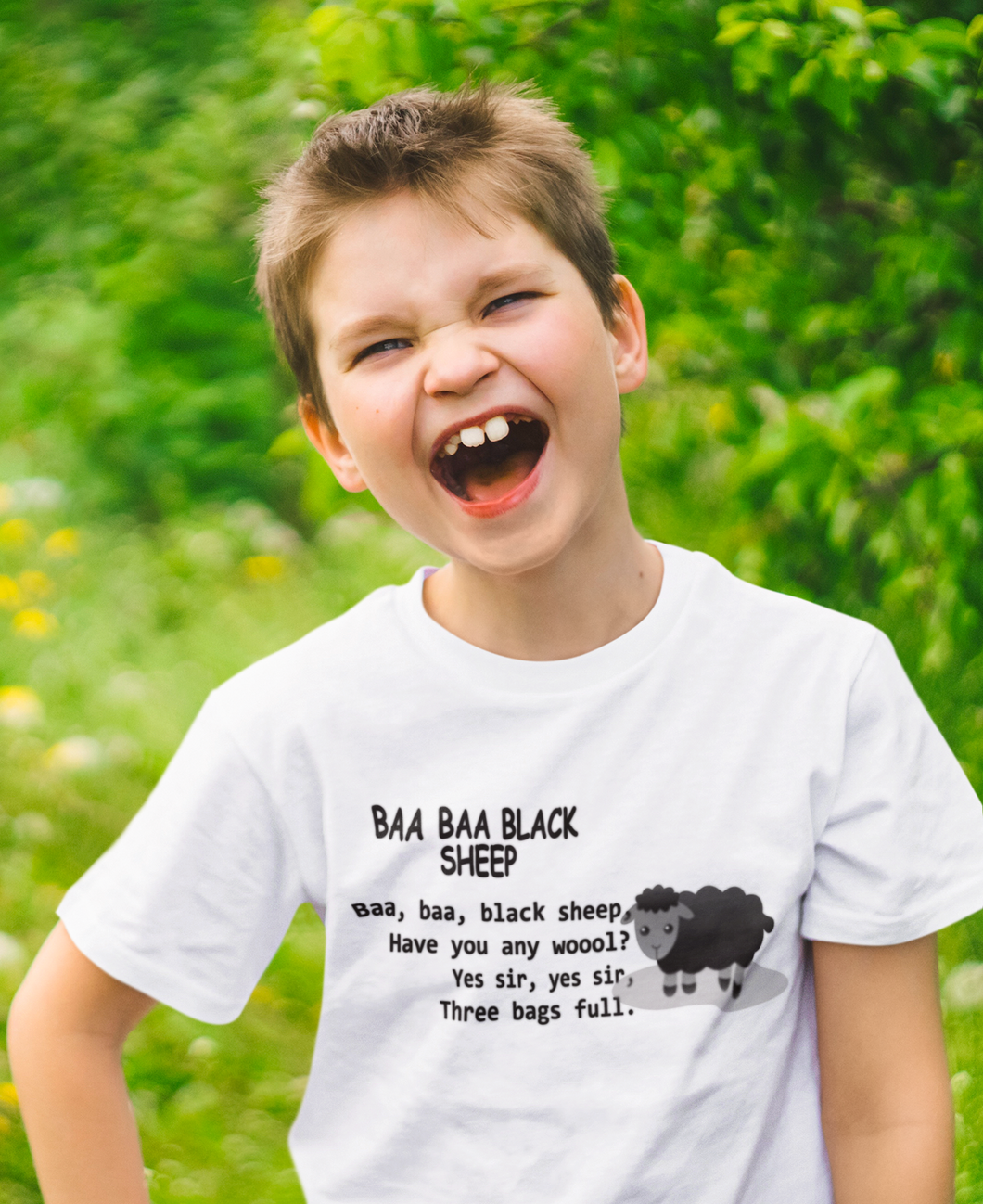 Baa Baa Black Sheep Poem Half Sleeves T-Shirt for Boy-KidsFashionVilla