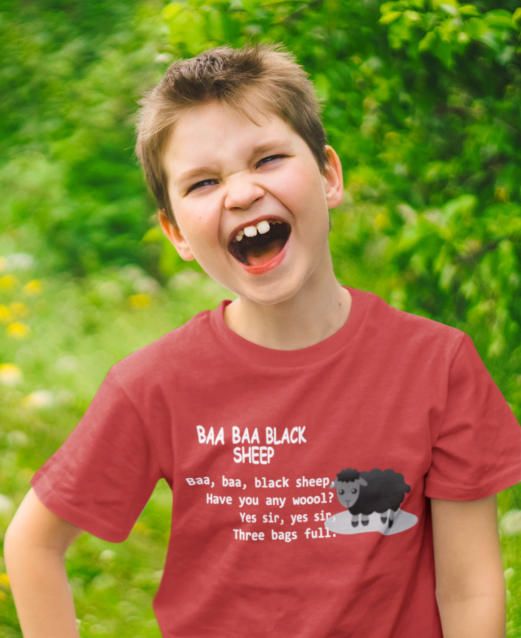 Baa Baa Black Sheep Poem Half Sleeves T-Shirt for Boy-KidsFashionVilla
