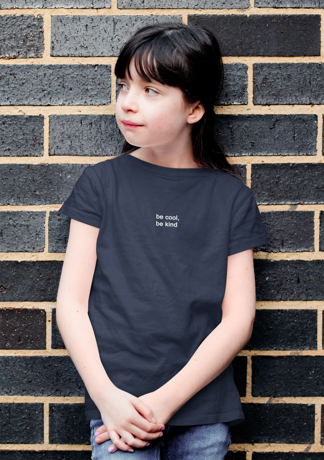 Be Cool Be Kind Minimals Half Sleeves T-Shirt For Girls -KidsFashionVilla