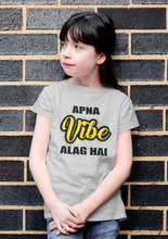 Load image into Gallery viewer, Apna Vibe Alag Hai Half Sleeves T-Shirt For Girls -KidsFashionVilla

