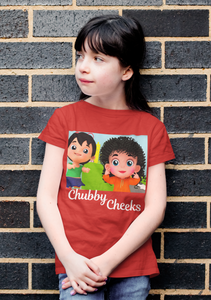 Chubby Cheeks Poem Half Sleeves T-Shirt For Girls -KidsFashionVilla