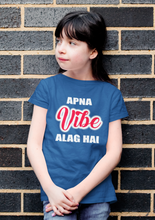 Load image into Gallery viewer, Apna Vibe Alag Hai Half Sleeves T-Shirt For Girls -KidsFashionVilla
