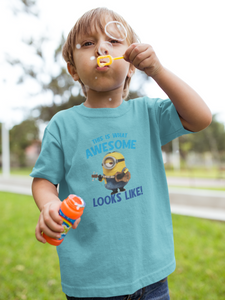 This Is What Awesome Looks Like Minion Half Sleeves T-Shirt for Boy-KidsFashionVilla