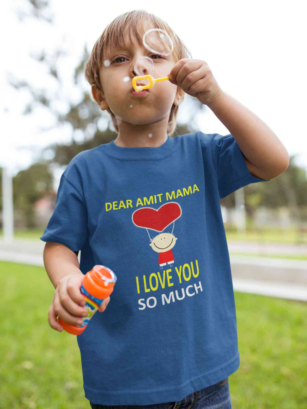 Custom Name I love My Mama So Much Half Sleeves T-Shirt for Boy-KidsFashionVilla