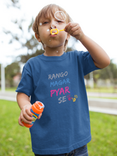 Load image into Gallery viewer, Rango Magar Pyar Se Holi Half Sleeves T-Shirt for Boy-KidsFashionVilla
