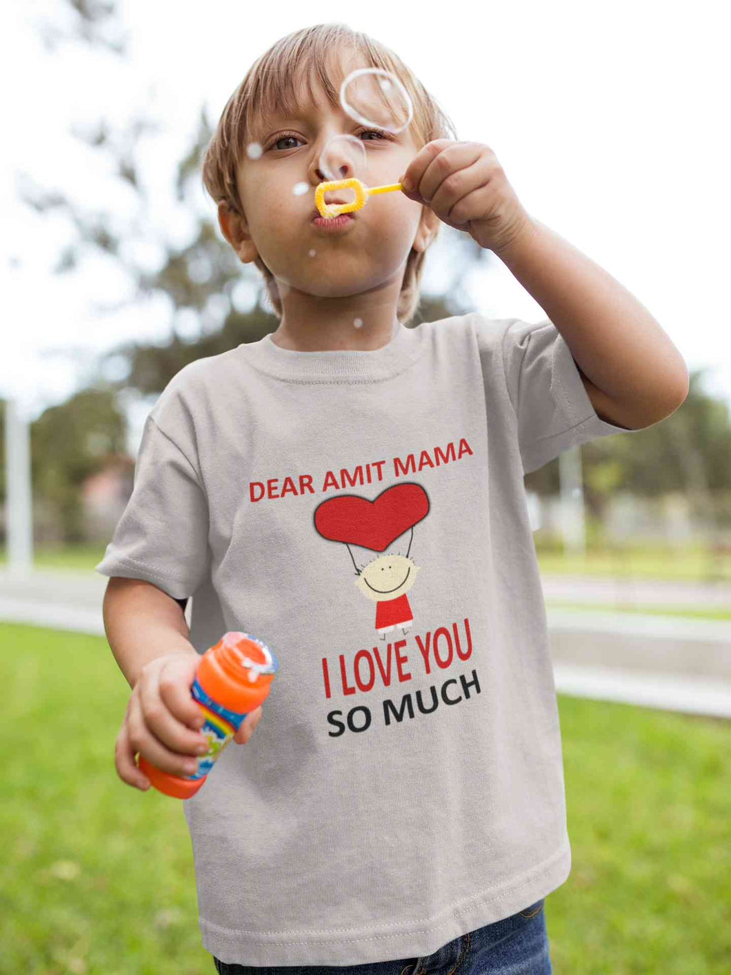 Custom Name I love My Mama So Much Half Sleeves T-Shirt for Boy-KidsFashionVilla