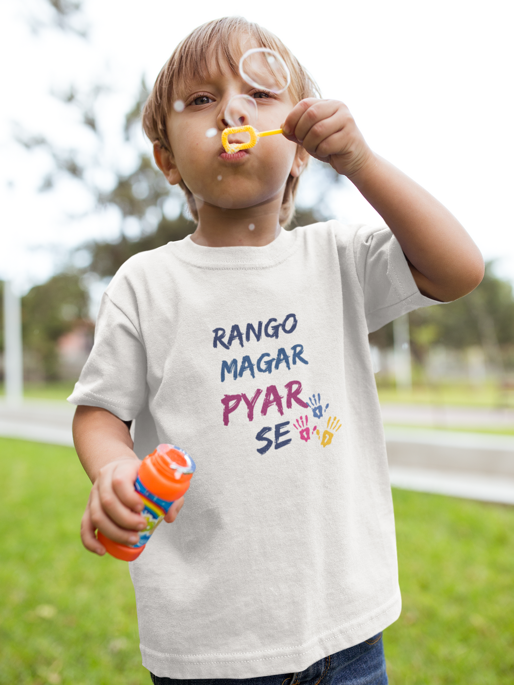 Rango Magar Pyar Se Holi Half Sleeves T-Shirt for Boy-KidsFashionVilla