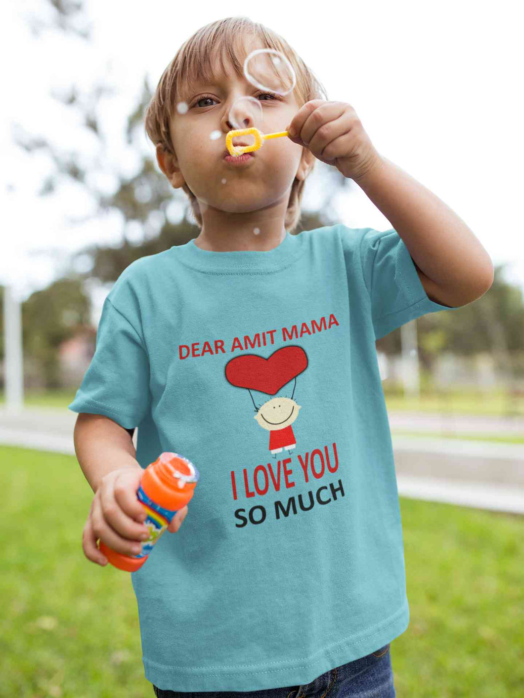Custom Name I love My Mama So Much Half Sleeves T-Shirt for Boy-KidsFashionVilla