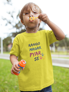 Rango Magar Pyar Se Holi Half Sleeves T-Shirt for Boy-KidsFashionVilla