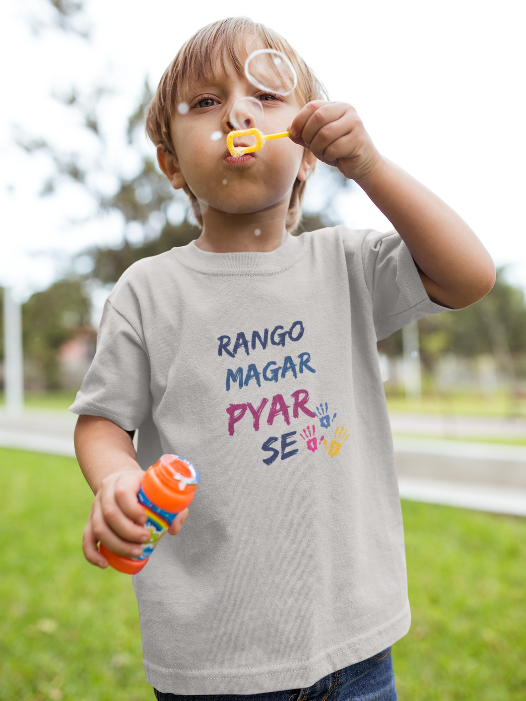 Rango Magar Pyar Se Holi Half Sleeves T-Shirt for Boy-KidsFashionVilla
