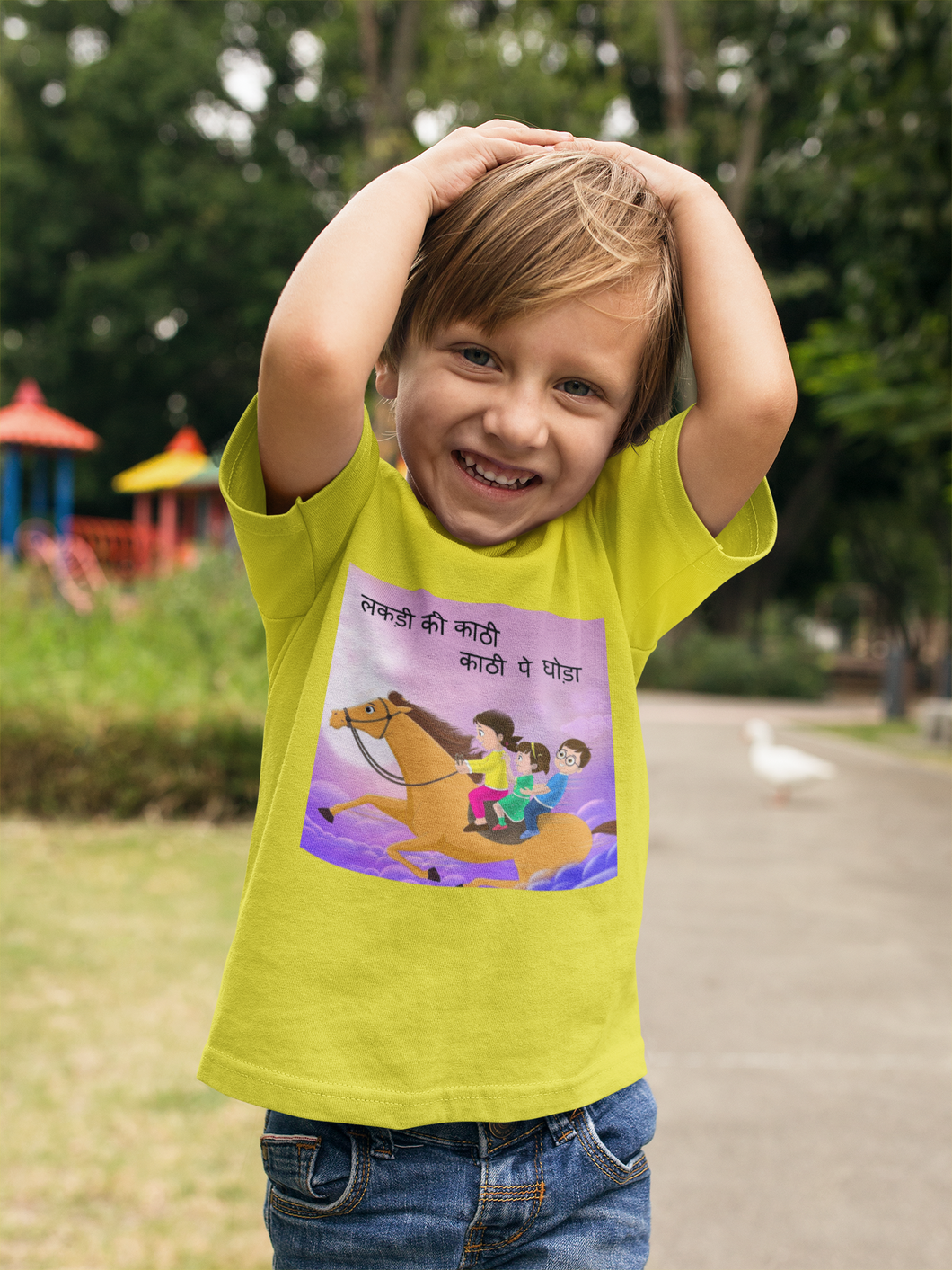 Lakdi Ki Kathi Pe Ghoda Poem Half Sleeves T-Shirt for Boy-KidsFashionVilla