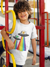 Load image into Gallery viewer, Rainbow Spaceship Cartoon Half Sleeves T-Shirt for Boy-KidsFashionVilla
