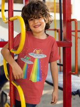 Load image into Gallery viewer, Rainbow Spaceship Cartoon Half Sleeves T-Shirt for Boy-KidsFashionVilla
