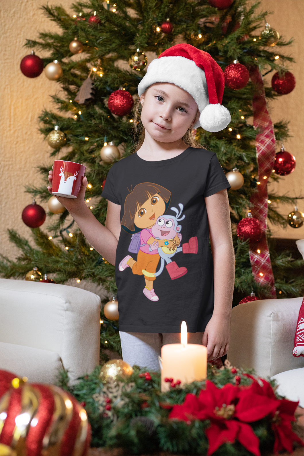 Cute Cartoon Half Sleeves T-Shirt For Girls -KidsFashionVilla