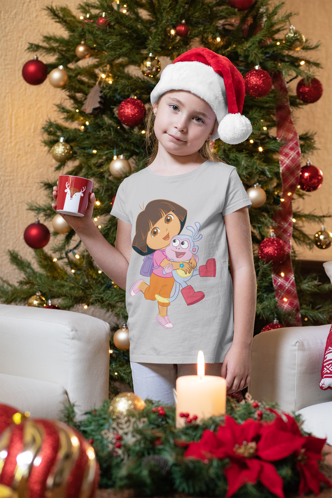 Cute Cartoon Half Sleeves T-Shirt For Girls -KidsFashionVilla