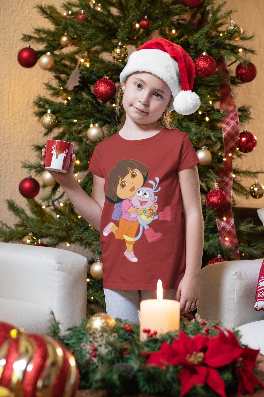 Cute Cartoon Half Sleeves T-Shirt For Girls -KidsFashionVilla