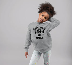 Legends are Born in March Girl Hoodies-KidsFashionVilla