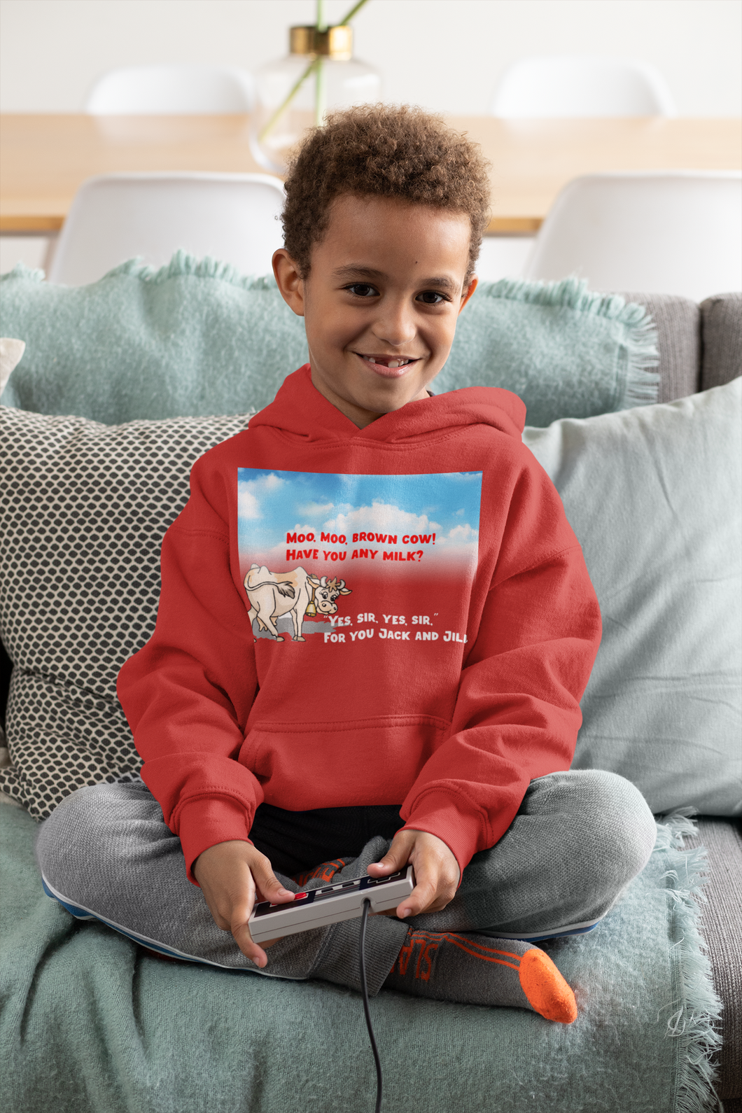 Moo Moo Brown Cow Poem Boy Hoodies-KidsFashionVilla