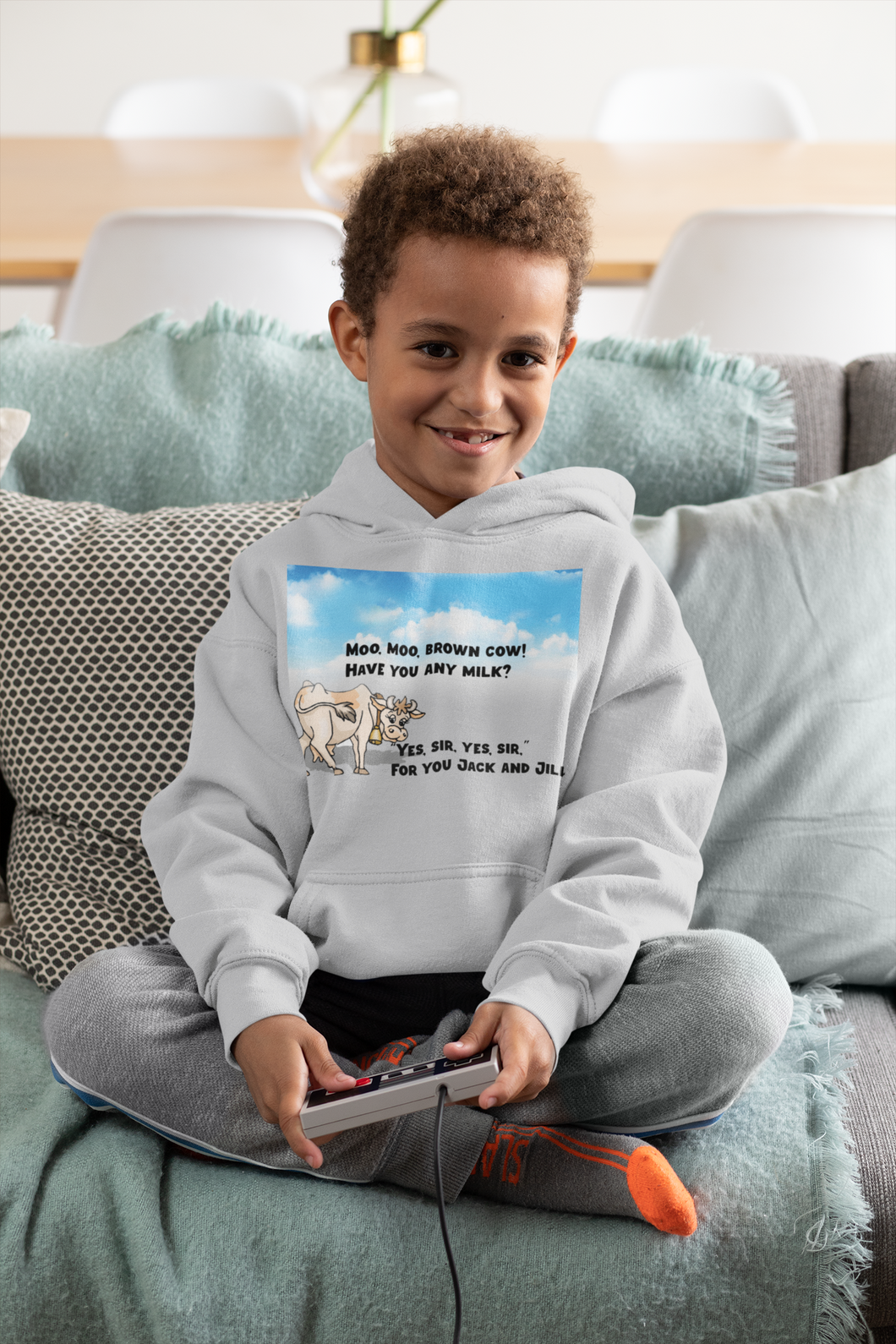 Moo Moo Brown Cow Poem Boy Hoodies-KidsFashionVilla