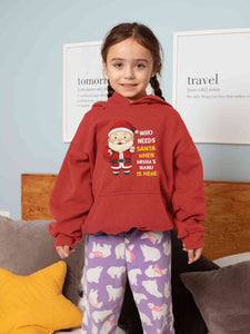 Customized Name Santa Nanu Is Here Christmas Girl Hoodies-KidsFashionVilla