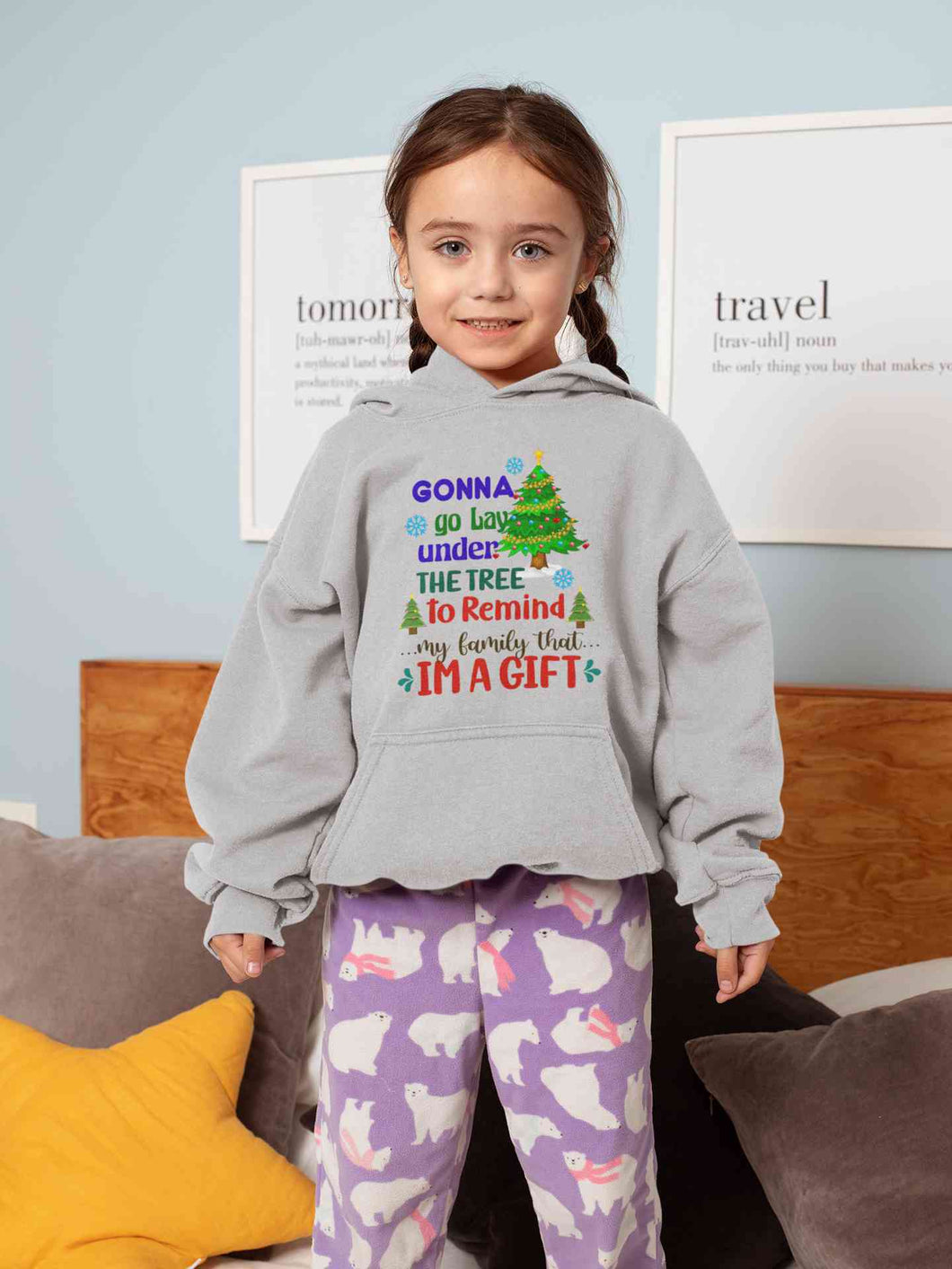 Gift Under Christmas Tree Girl Hoodies-KidsFashionVilla