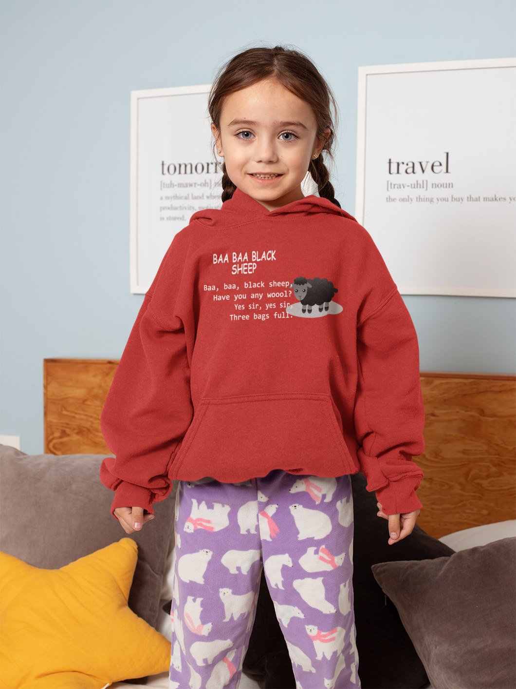 Baa Baa Black Sheep Poem Girl Hoodies-KidsFashionVilla