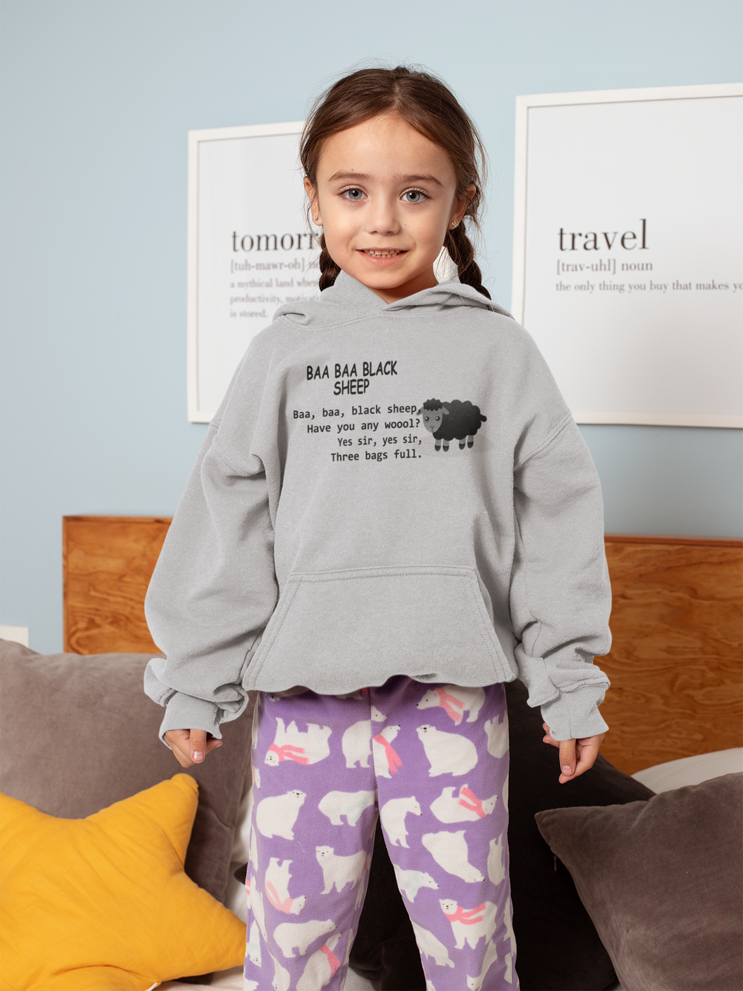 Baa Baa Black Sheep Poem Girl Hoodies-KidsFashionVilla