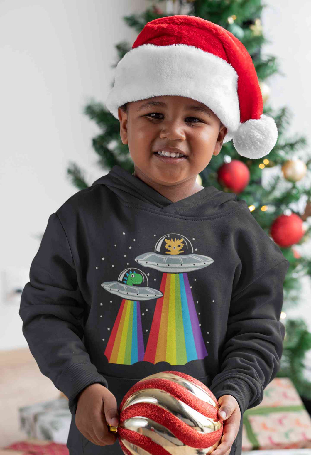 Rainbow Spaceship Cartoon Boy Hoodies-KidsFashionVilla