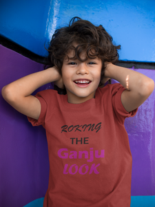 ROKING THE GANJU LOOK Half Sleeves T-Shirt for Boy-KidsFashionVilla