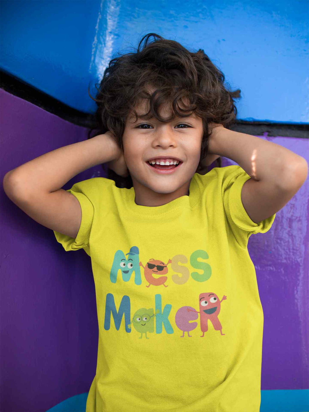 Mess Maker Cartoon Half Sleeves T-Shirt for Boy-KidsFashionVilla