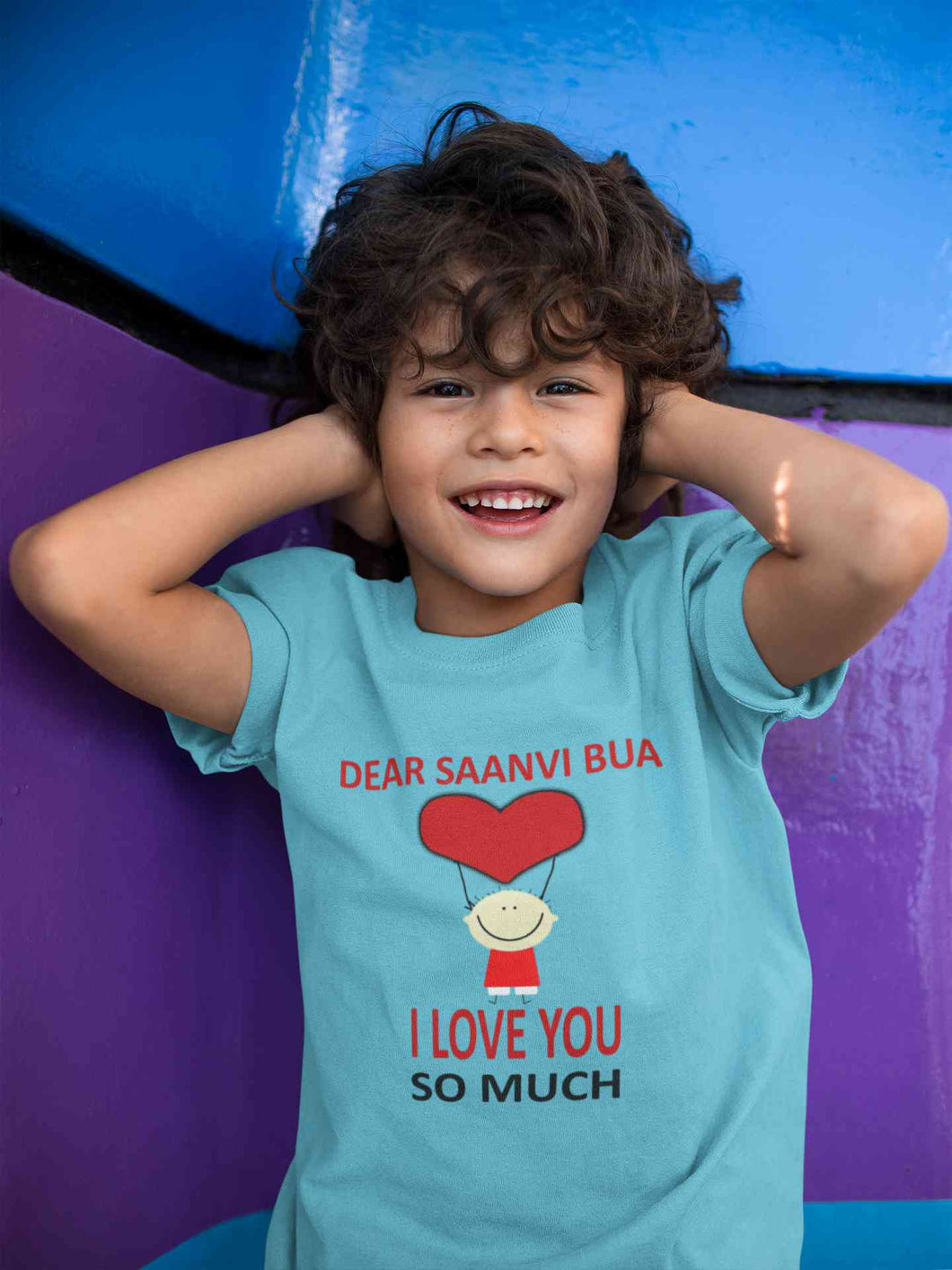 Custom Name I love My Bua So Much Half Sleeves T-Shirt for Boy-KidsFashionVilla
