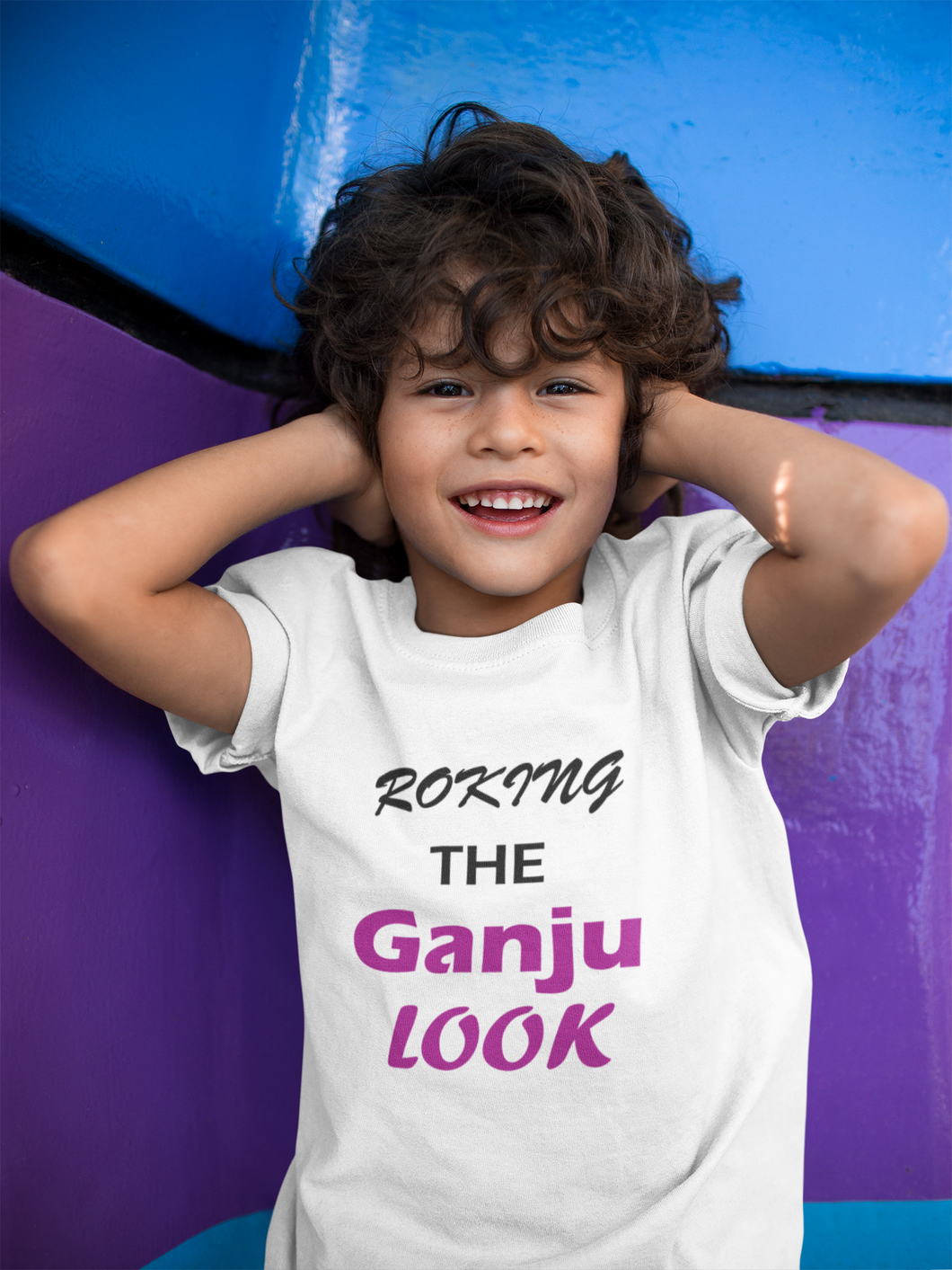 ROKING THE GANJU LOOK Half Sleeves T-Shirt for Boy-KidsFashionVilla