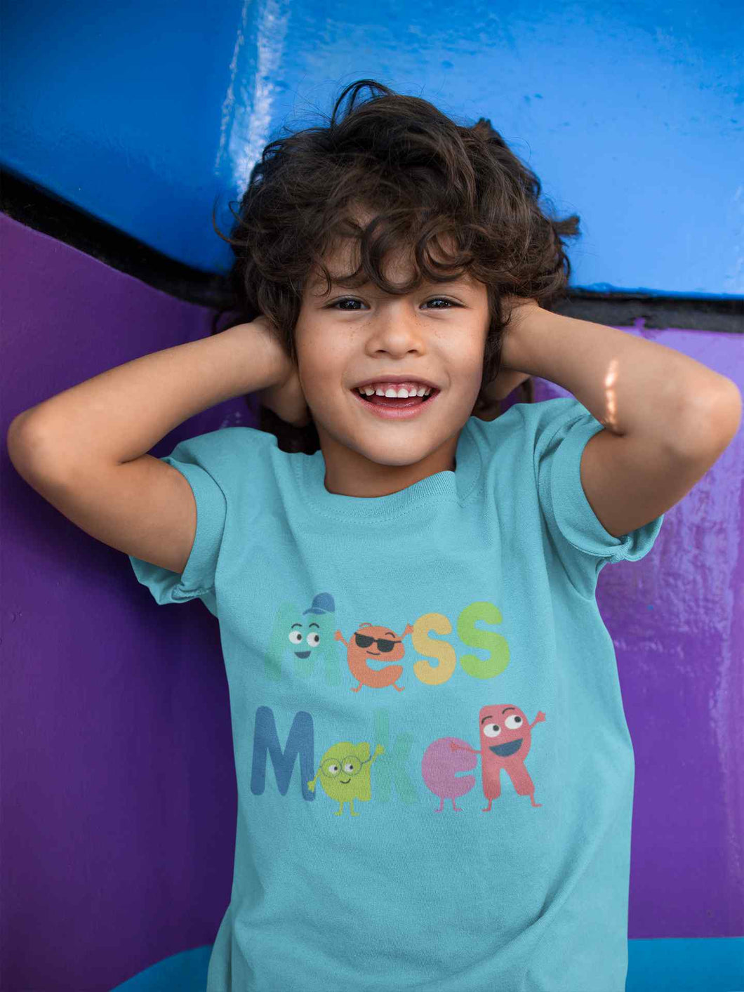 Mess Maker Cartoon Half Sleeves T-Shirt for Boy-KidsFashionVilla