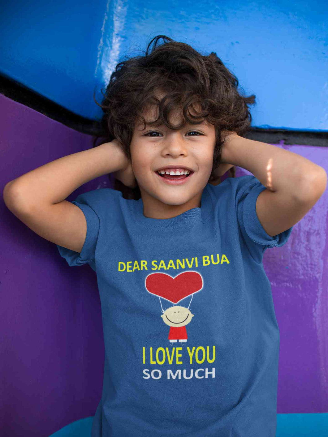 Custom Name I love My Bua So Much Half Sleeves T-Shirt for Boy-KidsFashionVilla