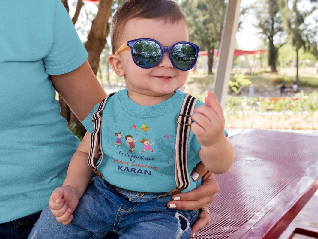 Custom Name Kai Po Che Makar Sankranti Half Sleeves T-Shirt for Boy-KidsFashionVilla