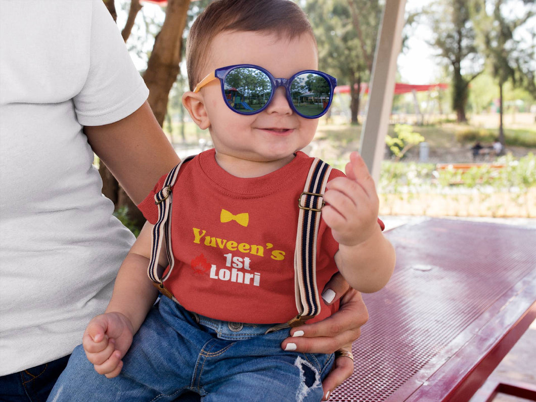 Custom Baby Name First Lohri Half Sleeves T-Shirt for Boy-KidsFashionVilla