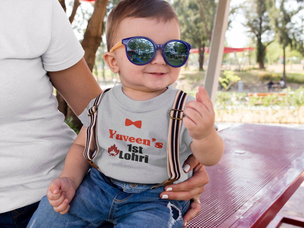 Custom Baby Name First Lohri Half Sleeves T-Shirt for Boy-KidsFashionVilla