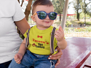 Custom Baby Name First Lohri Half Sleeves T-Shirt for Boy-KidsFashionVilla