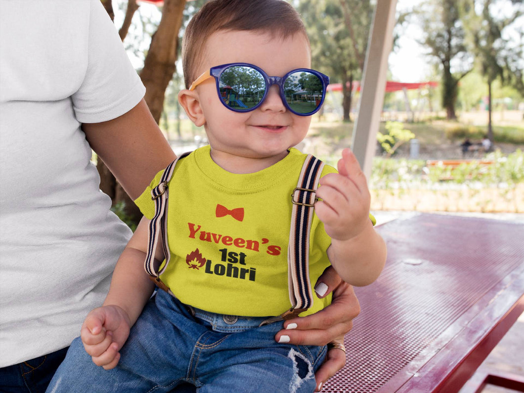 Custom Baby Name First Lohri Half Sleeves T-Shirt for Boy-KidsFashionVilla