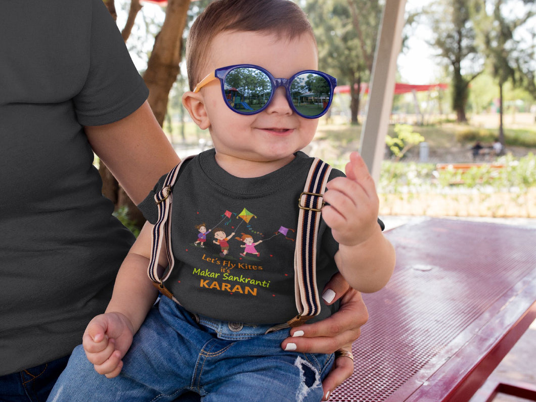 Custom Name Kai Po Che Makar Sankranti Half Sleeves T-Shirt for Boy-KidsFashionVilla