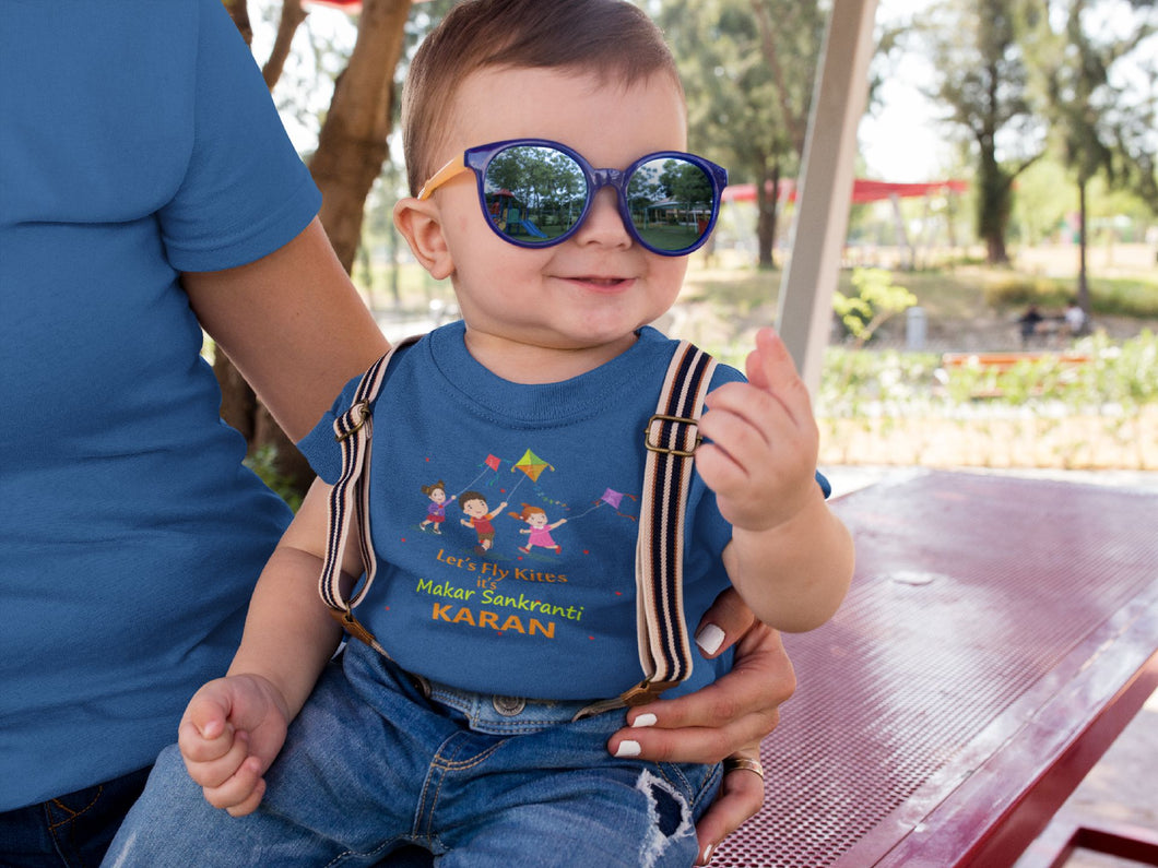 Custom Name Kai Po Che Makar Sankranti Half Sleeves T-Shirt for Boy-KidsFashionVilla