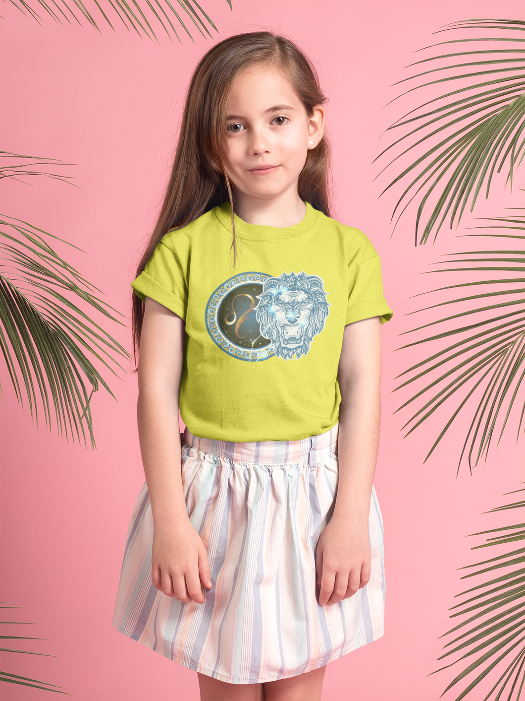 Leo Zodiac Sign Half Sleeves T-Shirt For Girls -KidsFashionVilla