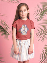 Load image into Gallery viewer, Papa And Baby Penguin Cartoon Half Sleeves T-Shirt For Girls -KidsFashionVilla
