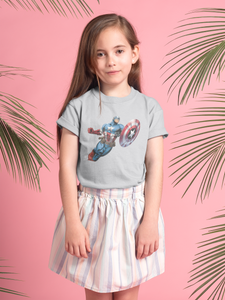 Superhero Half Sleeves T-Shirt For Girls -KidsFashionVilla