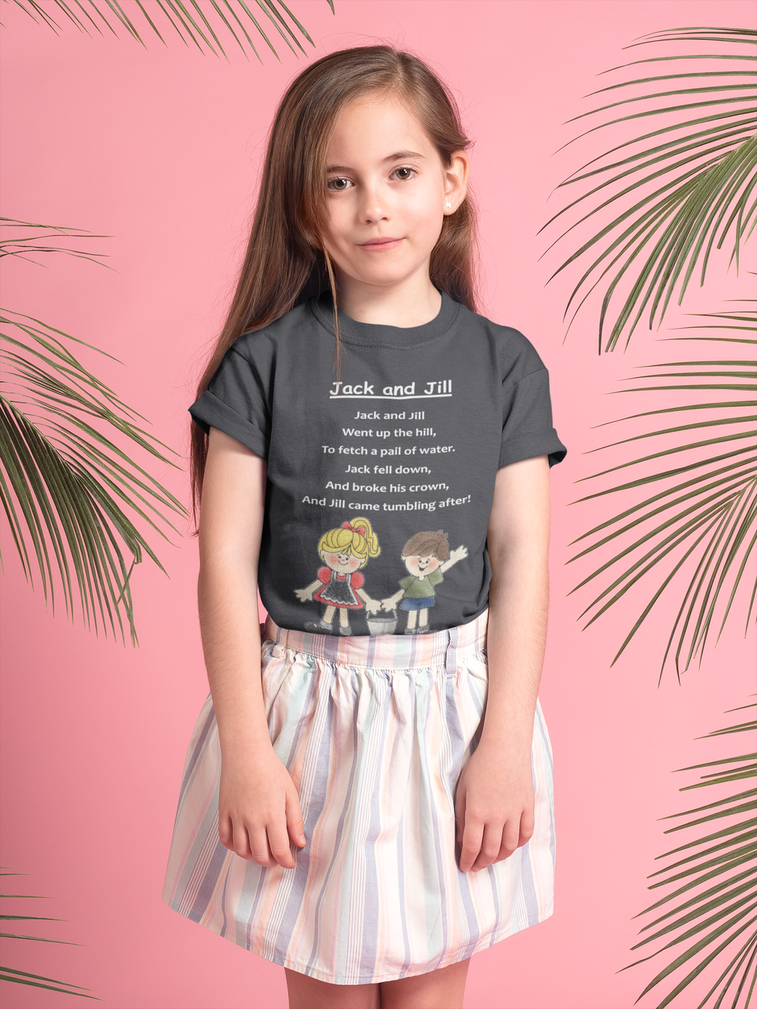 Jack And Jill Poem Half Sleeves T-Shirt For Girls -KidsFashionVilla