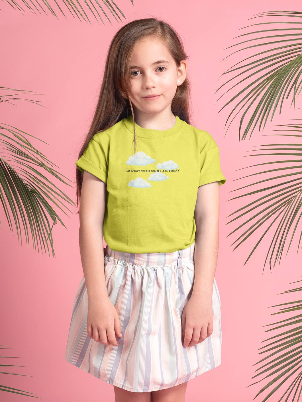 Its Okay Who I Am Today Minimals Half Sleeves T-Shirt For Girls -KidsFashionVilla