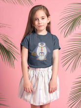 Load image into Gallery viewer, Papa And Baby Penguin Cartoon Half Sleeves T-Shirt For Girls -KidsFashionVilla
