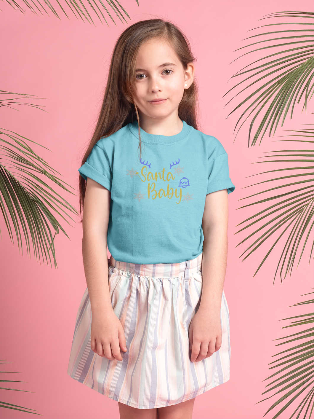 Santa Baby Christmas Half Sleeves T-Shirt For Girls -KidsFashionVilla